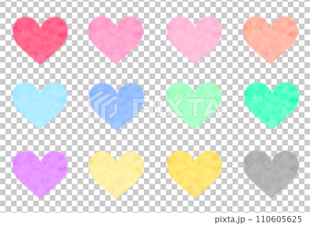Watercolor heart colorful set Watercolor heart colorful set 110605625