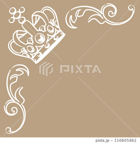 王冠を使ったアンティークな装飾。フレームが作れます。ベクター素材 110605862