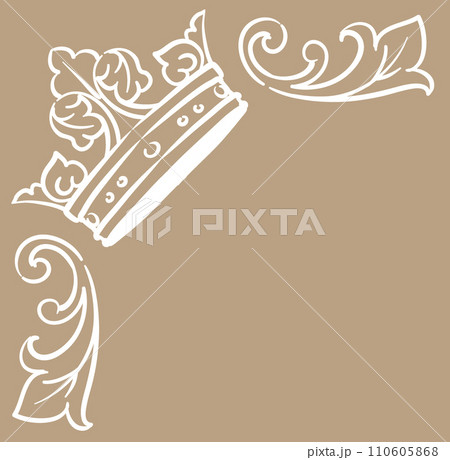 王冠を使ったアンティークな装飾。フレームが作れます。ベクター素材 110605868