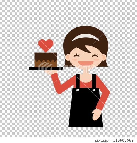 A girl wearing a headband holding a Valentine's Day cake A girl wearing a headband holding a Valentine's Day cake 110606068