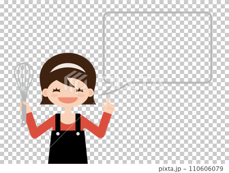 戴著頭帶用講話泡泡煮飯的女孩 戴著頭帶用講話泡泡煮飯的女孩 110606079