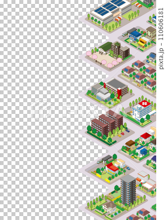 Three-dimensional view of the townscape. Cityscape. Three-dimensional view of the townscape. Cityscape. 110606181