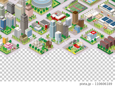 Three-dimensional view of the townscape. Cityscape. Three-dimensional view of the townscape. Cityscape. 110606189