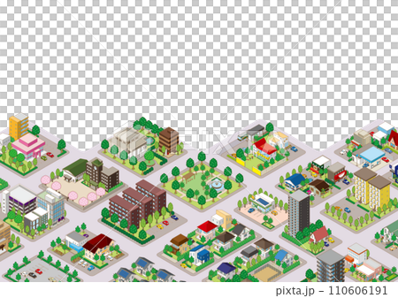 Three-dimensional view of the townscape. Cityscape. Three-dimensional view of the townscape. Cityscape. 110606191