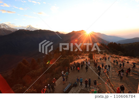 Poonhill peak view is the view point to Annapurna mountain range in Poonhill trekking circle.  110606784