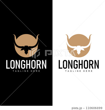 Longhorn Logo Old Vintage Design West Country Texas Bull Horn Longhorn Logo Old Vintage Design West Country Texas Bull Horn 110606899