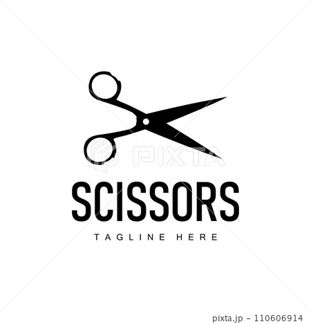 Barber tool scissors logo cutting tool vector, scissors simple background icon symbol design 110606914