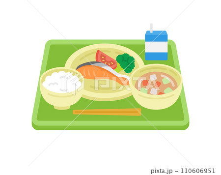 ご飯の日の、学校給食のイラスト 110606951