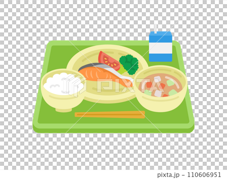 ご飯の日の、学校給食のイラスト 110606951