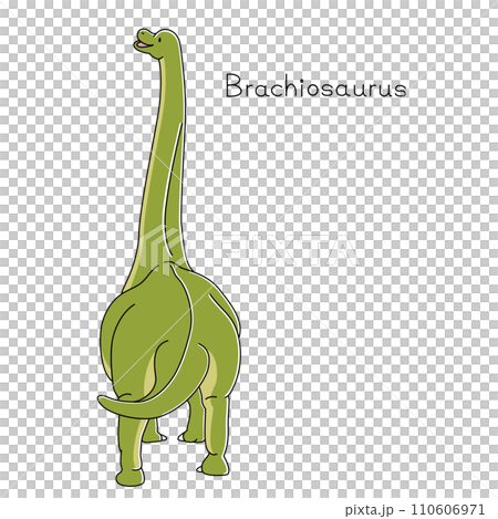 笑顔で可愛い恐竜ブラキオサウルス（カラー,後ろ） 110606971