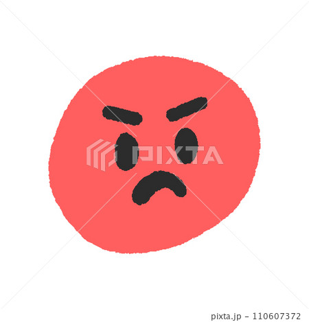 怒っている･不機嫌な表情の絵文字 - シンプルでかわいい手書きの顔のデザイン素材 110607372