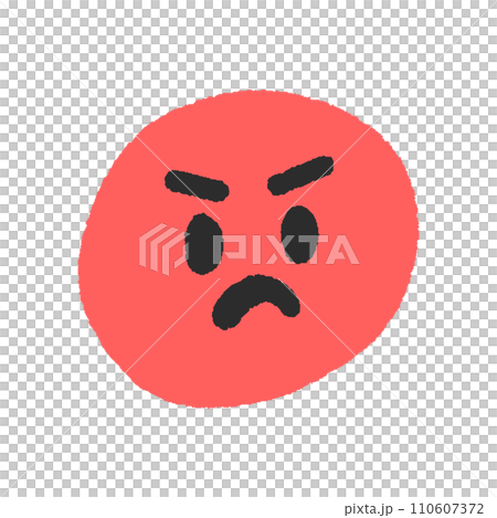 憤怒/不高興的表情表情符號-簡單可愛的手繪臉部設計素材 110607372