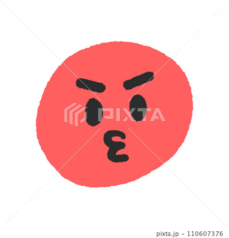 怒っている･不満な表情の絵文字 - シンプルでかわいい手書きの顔のデザイン素材 110607376