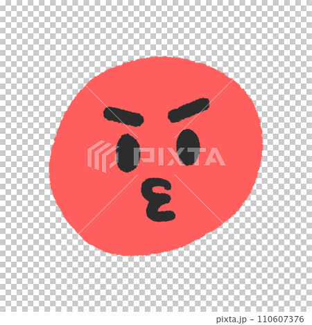 怒っている･不満な表情の絵文字 - シンプルでかわいい手書きの顔のデザイン素材 110607376