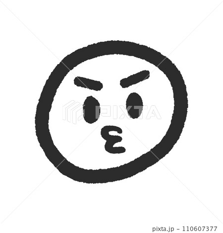 怒っている･不満な表情の絵文字 - シンプルでかわいい手書きの顔のデザイン素材 110607377