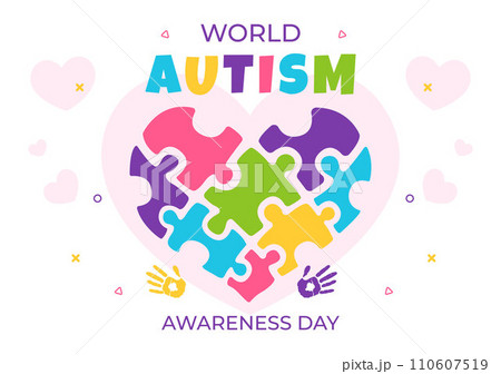 World Autism Awareness Day Vector Illustration with Ribbon of Puzzle Pieces in Healthcare Flat Background Design 110607519