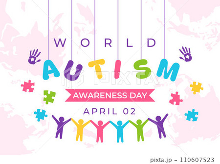 World Autism Awareness Day Vector Illustration with Ribbon of Puzzle Pieces in Healthcare Flat Background Design 110607523