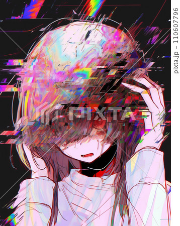 グリッチエフェクトとともに消えそうな少女 110607796