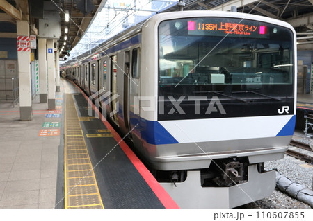 東京駅で発車を待つ上野東京ラインのJR東日本E531系電車 110607855