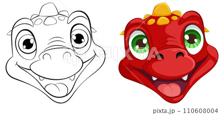 Cheerful Cartoon Dragon Faces 110608004