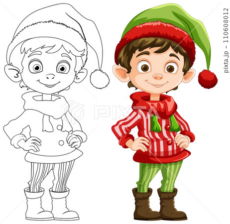 Cheerful Elf in Festive Attire 110608012