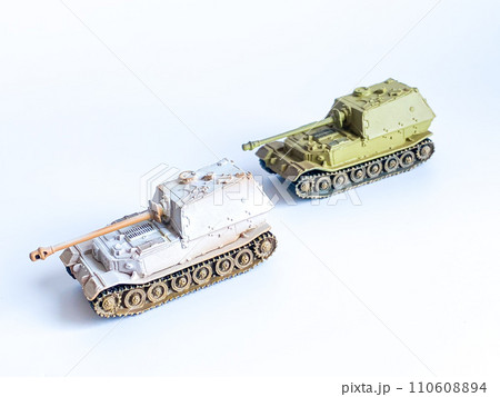 World war 2 tank model toy isolated on white background World war 2 tank model toy isolated on white background 110608894