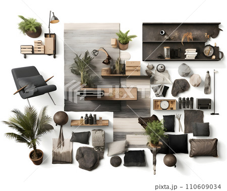 interior design concept home modern architecture furniture object idea generative Ai. interior room house decoration apartment background style illustration project creative. interior architect. 110609034
