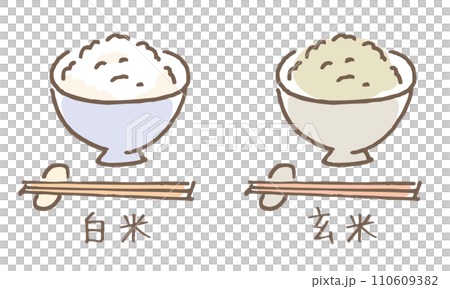白米和糙米的插圖 白米和糙米的插圖 110609382
