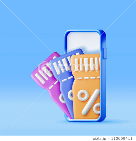 3d Coupon with Percent Symbol and Smartphone 3d Coupon with Percent Symbol and Smartphone 110609411