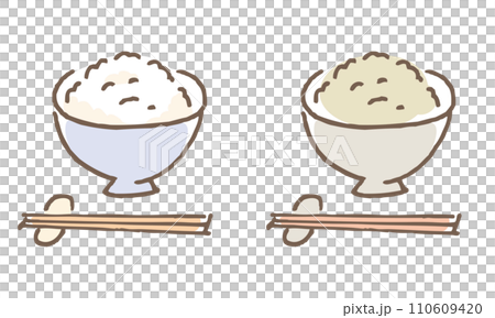 Illustration of white rice and brown rice (no name) Illustration of white rice and brown rice (no name) 110609420