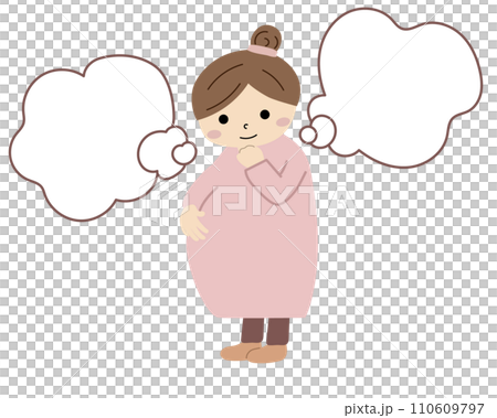Pregnant woman with speech bubble Pregnant woman with speech bubble 110609797