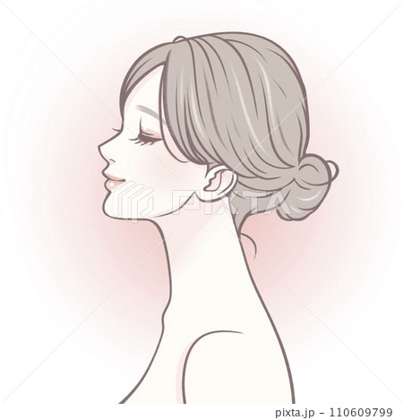 横顔の女性・女の子のイラスト素材 110609799