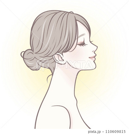 横顔の女性・女の子のイラスト素材 110609815