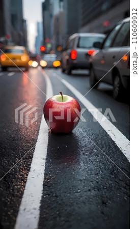 An apple in the street illustration background An apple in the street illustration background 110609912