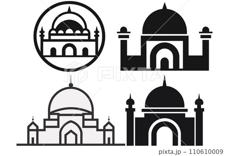 Kaaba icon set. Mecca or Haj vector,Mosque Icon, Vector Symbol Illustration. 110610009