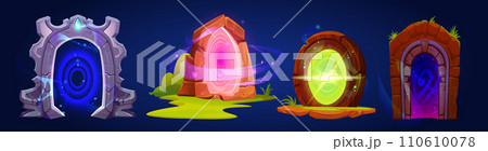 Set of magic game portals isolated on background Set of magic game portals isolated on background 110610078