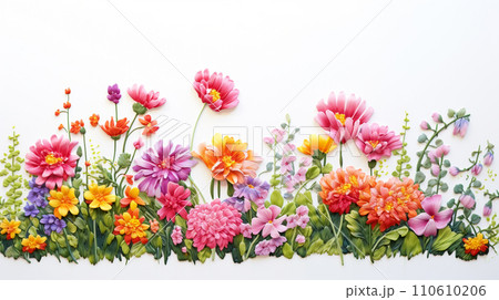 Enchanting Garden Bloom Vibrant Garden Flowers Close-up 110610206