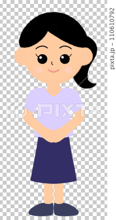 Cute illustration of a woman guiding you Cute illustration of a woman guiding you 110610792