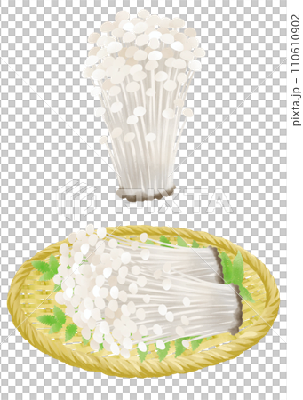 Watercolor illustration material set of enoki mushrooms Watercolor illustration material set of enoki mushrooms 110610902