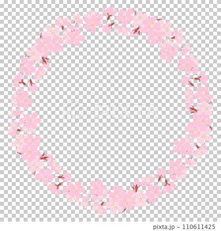 櫻花盛開的圓形框架 110611425