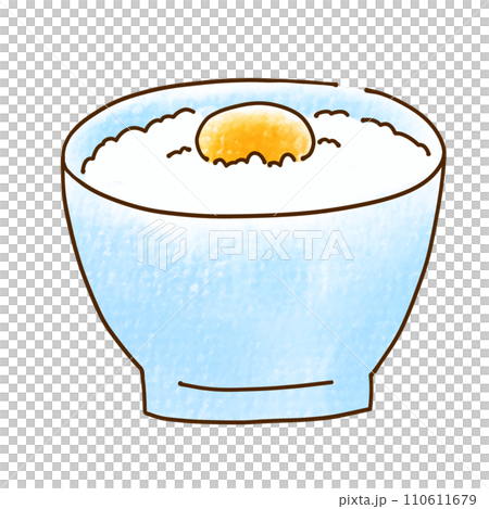 Loose and simple egg-cooked rice, single item, color, analog style 110611679