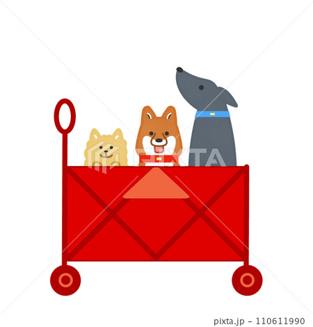 カートに乗る犬のイラスト 110611990