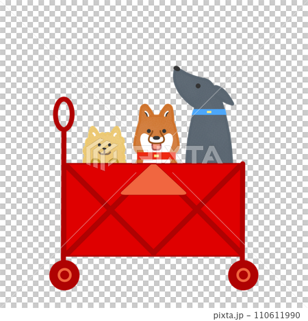 カートに乗る犬のイラスト 110611990