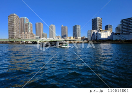 隅田川風景 聖路加タワー前から佃大橋方向を眺める 隅田川風景 聖路加タワー前から佃大橋方向を眺める 110612803