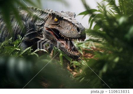 Generative AI A dinosaur that sits in the bushes 110613831