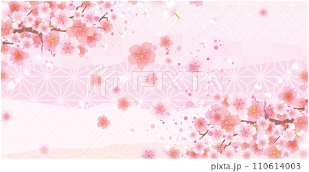 春の桜和風フレーム背景 110614003