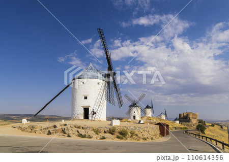 Windmills in Consuegra, Toledo, Castilla La Mancha, Spain Windmills in Consuegra, Toledo, Castilla La Mancha, Spain 110614356