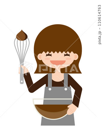 楽しくお菓子作りしている女の人 110614763