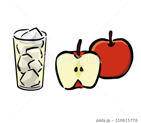 リンゴとアップルジュース・林檎サワーのイラスト 110615778