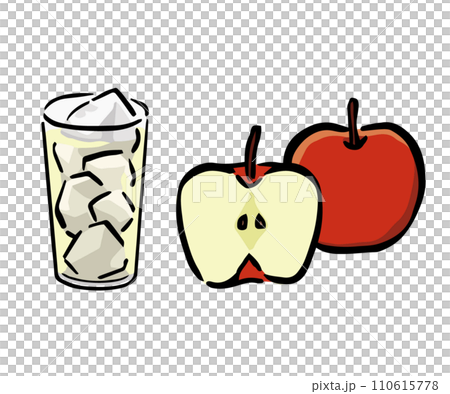 リンゴとアップルジュース・林檎サワーのイラスト 110615778